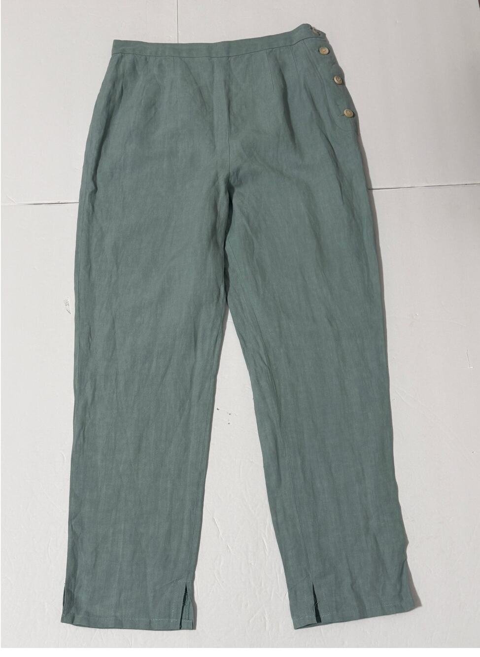 Women's Ralph Lauren Linen Blend Sea Foam Blue Trouser Ankle Pants, Size 6